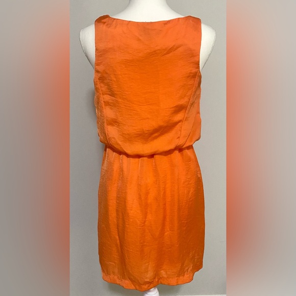 City Triangles Womens M Solid Orange Silk Sleeveless Dress Preppy Classic - Picture 5 of 15